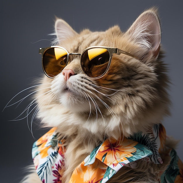 Handsome cat wearing sunglasses