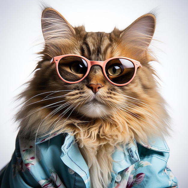 Handsome cat wearing sunglasses