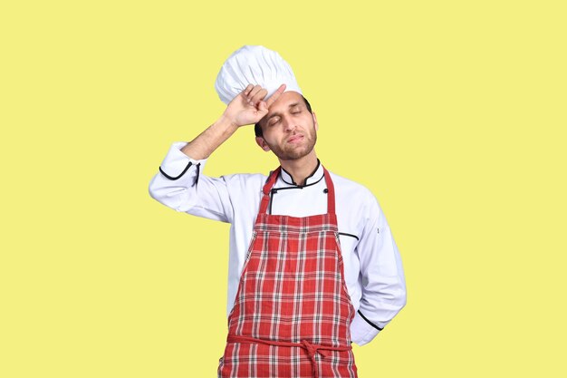 handsome chef cook front pose white outfit indian pakistani model