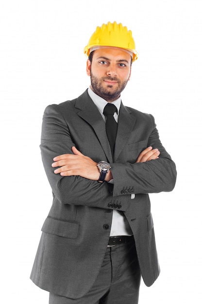 Handsome civil engineer on white background