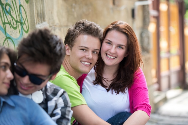 Handsome couple of teenagers