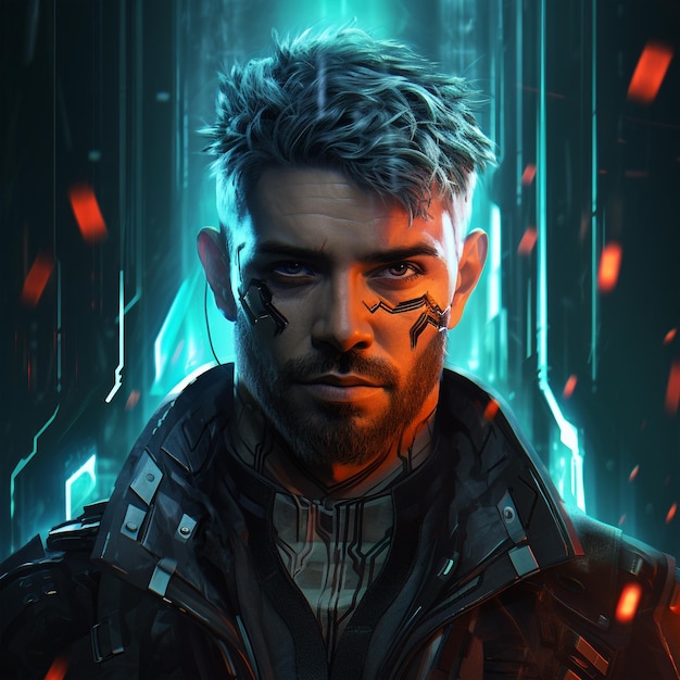 Premium AI Image | Handsome cyberpunk man