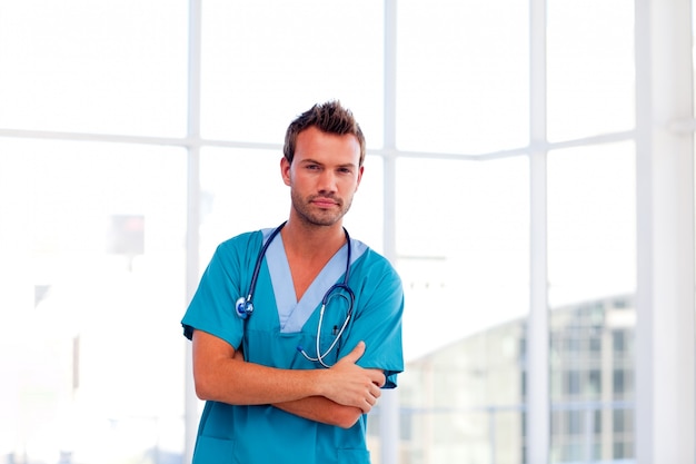 Handsome doctor isolated in hospital