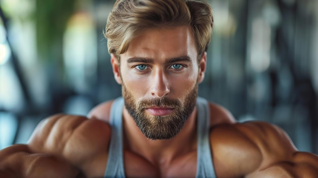 Handsome fitness men Bodybuilder bearded guy