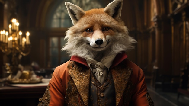 The handsome fox a cryptid academia portrait in anglocore style