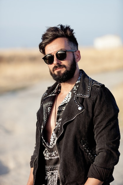 Handsome guy with leather jacket 