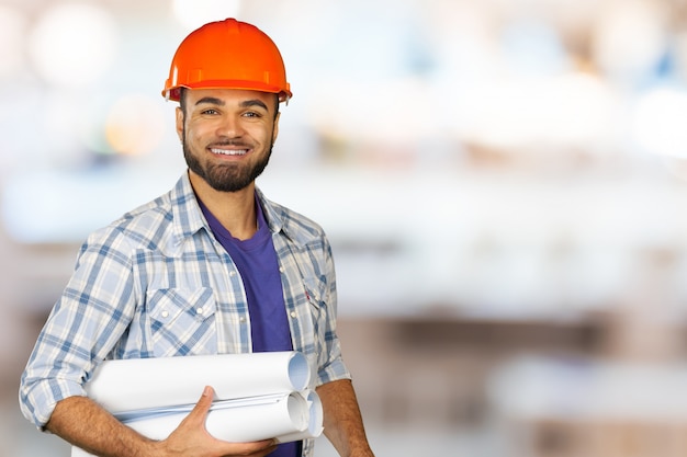 Handsome happy workman