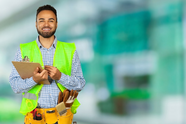 Handsome happy workman