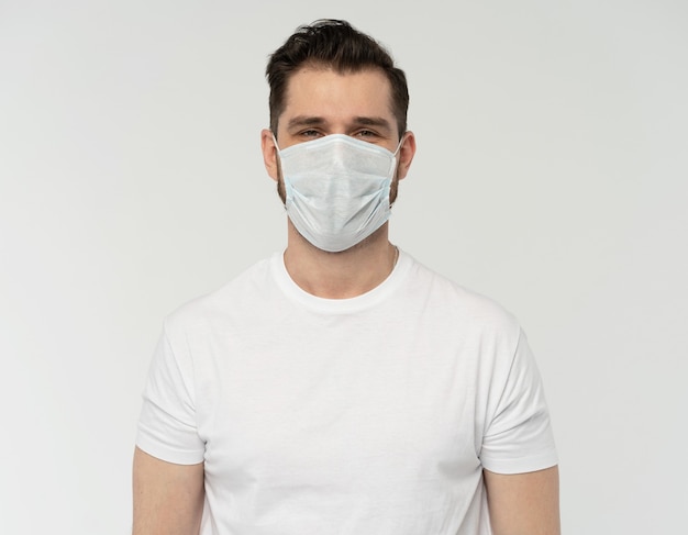 Handsome hipster modern man with protective mask