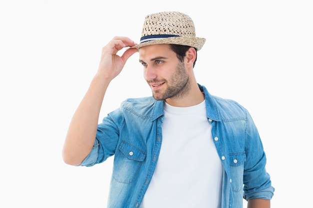 Handsome hipster wearing a trilby