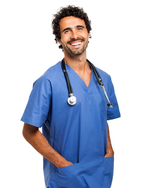 Photo handsome male nurse isolated on white