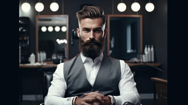 Handsome man in barbershop