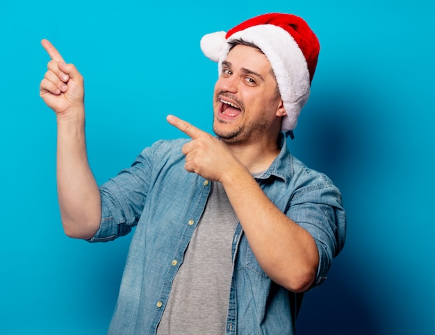 Handsome man in Christmas hat