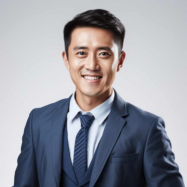 Handsome man in elegant suit on white background