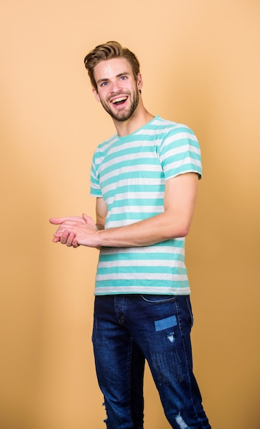 Handsome man face could representing timeless handsome macho Beauty routine and self care Handsome man is confident purposeful wholesome Well groomed handsome guy with bristle and nice hairstyle