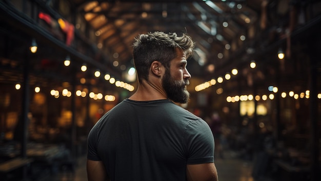 Handsome man gym back pose