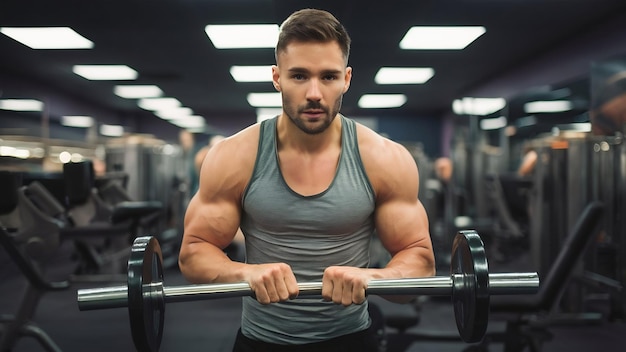 A handsome man is engaged in a gym