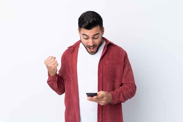 Handsome man over isolated white