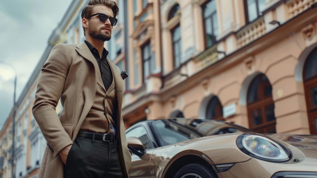 Handsome man near the car Luxury life