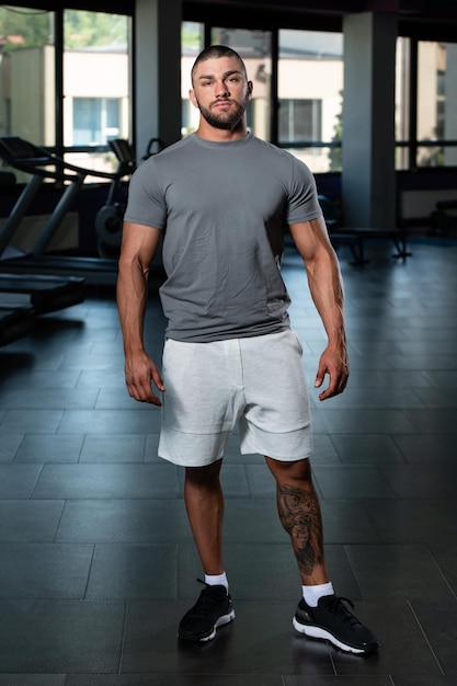 Handsome Man Posing In Gray Tshirt