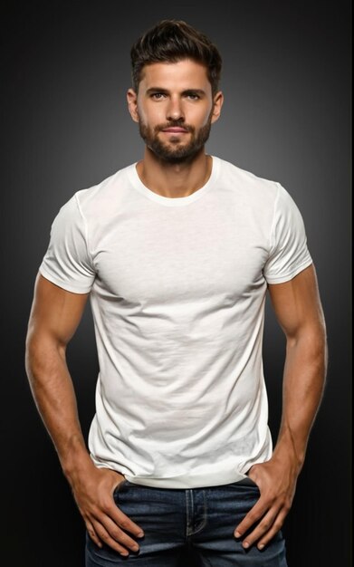 handsome man posing in white tshirt