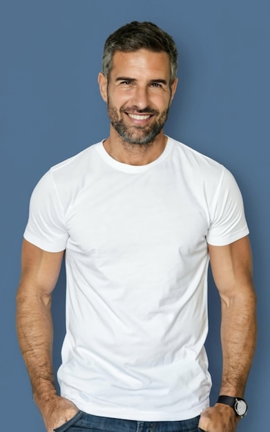 handsome man posing in white tshirt