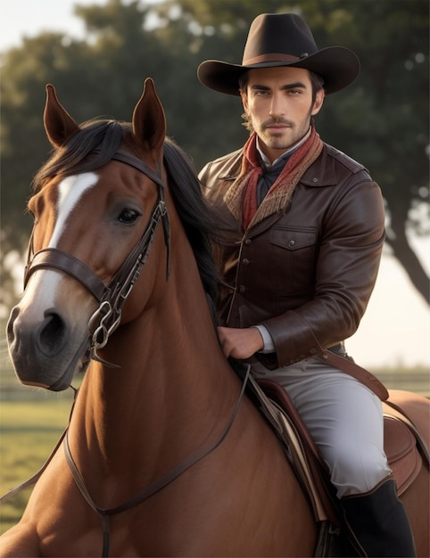 handsome man riding horse