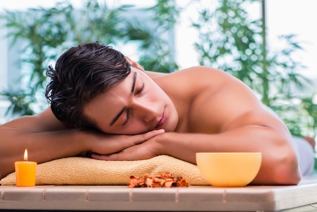 Handsome man during spa session