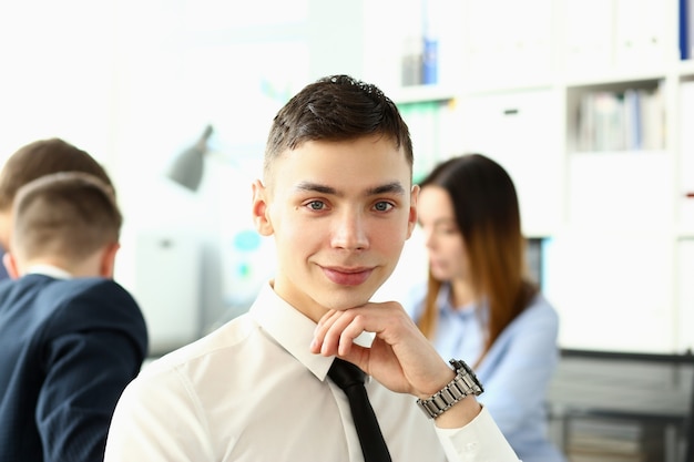 Handsome man in suit and tie look in camera