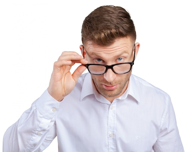 Handsome man wearing glasses, studio shot