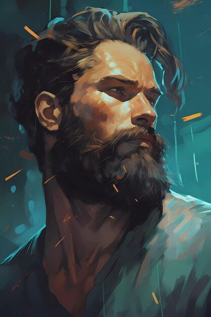 Handsome man with beard artwork