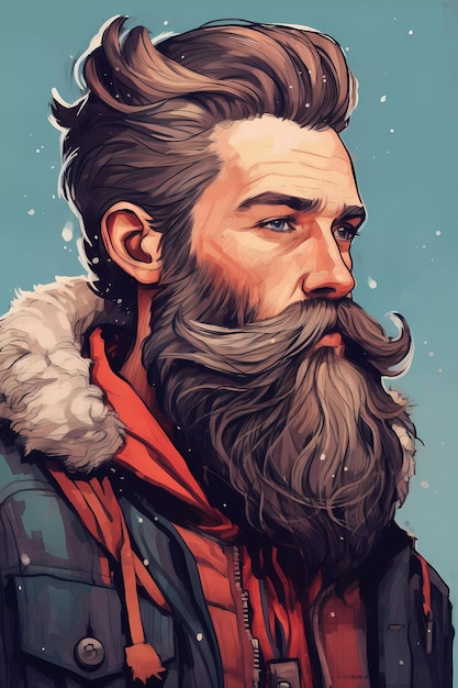 Handsome man with beard artwork