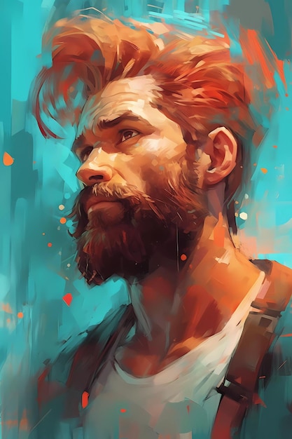 Photo handsome man with beard artwork