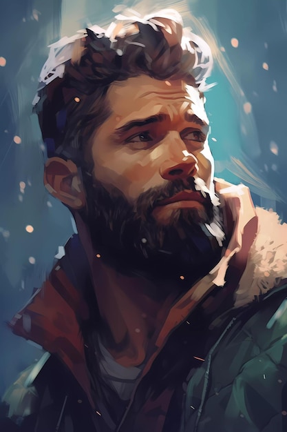 Handsome man with beard artwork