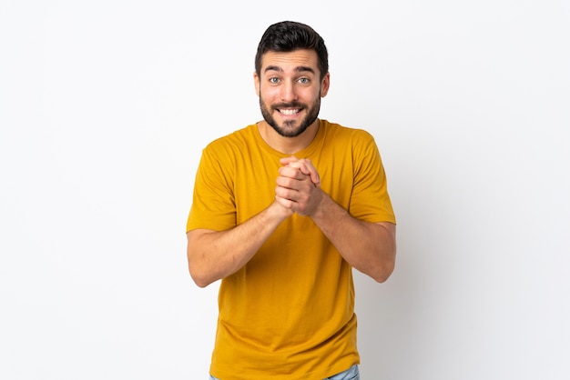 Handsome man with beard in studio