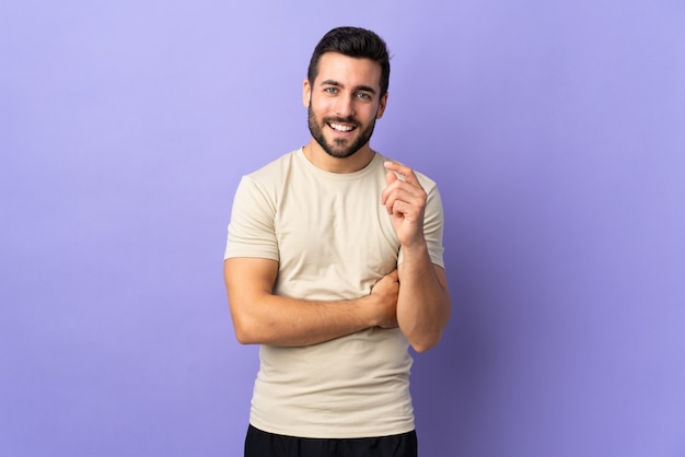 Handsome man with beard in studio