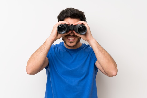 Handsome man with black binoculars