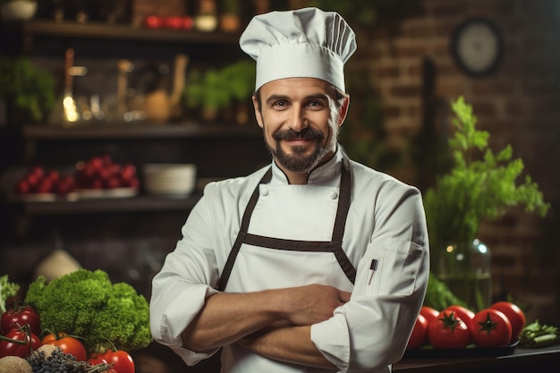 Handsome master chef person Smile cap Generate Ai