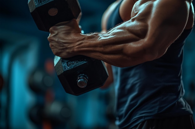 Foto un bel giovane modello che si allena in palestra.