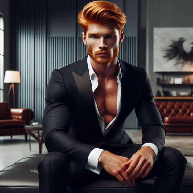 A A handsome redhaired man in a suit 2