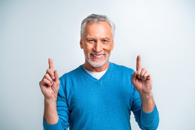 Handsome senior man portrait studio shot