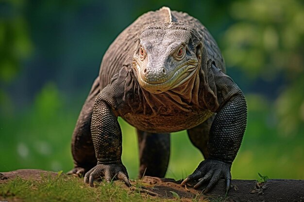 Foto un bellissimo e forte drago di komodo o varanus komodoensis in indonesia