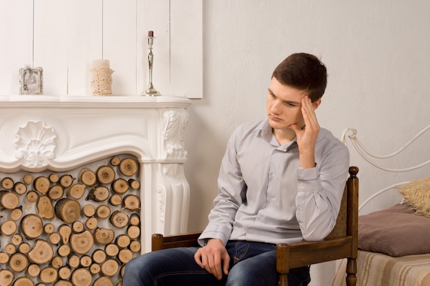 Handsome stylish depressed young man