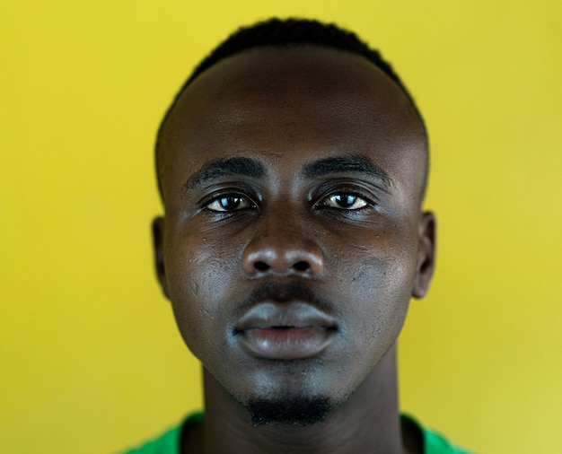 Handsome young black African American man closeup a portrait