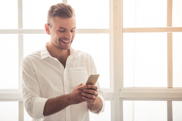 Handsome young businessman in classic shirt.