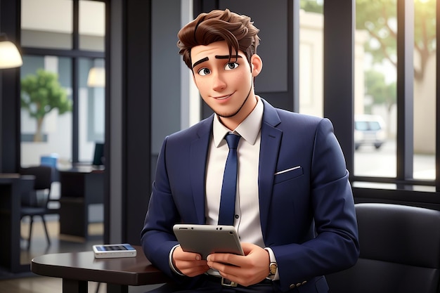 Handsome young businessman with a digital tablet and mobile phone