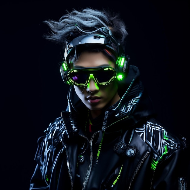 Handsome Young Cyborg in a Futuristic Cyber World Realistic 3D Model of Cybernetic Man ai generated