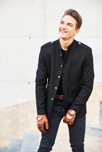 Handsome young man in black