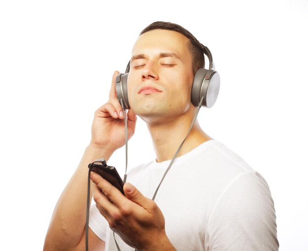 Handsome young man in headphones