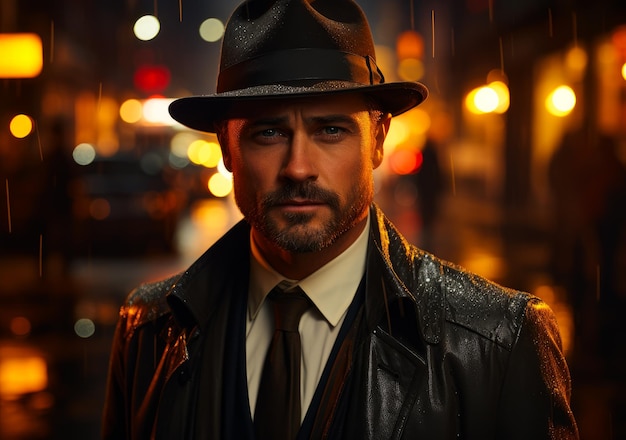 Handsome young man in a suit A man wearing a hat and a leather jacket